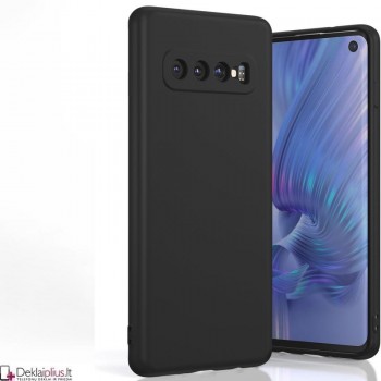 Liquid Air silikoninis juodas dėklas - su kameros apsauga (Samsung S10)